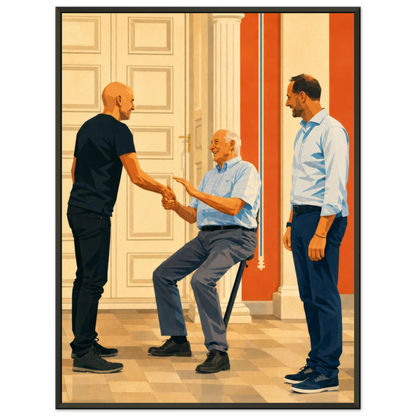 Ståle Solbakken håndhilser på Kong Harald V i et varmt møte på Slottet etter VM 2026.