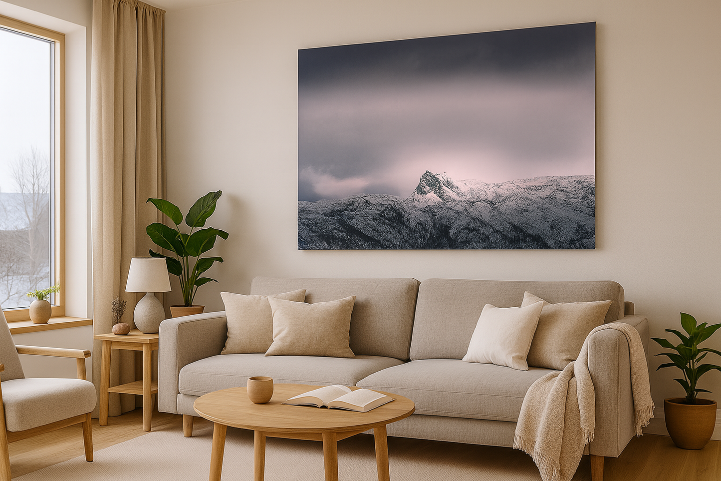 Mystisk Fjelltopp i Vinterskinn – Naturfotografi i Eksklusiv Kvalitet