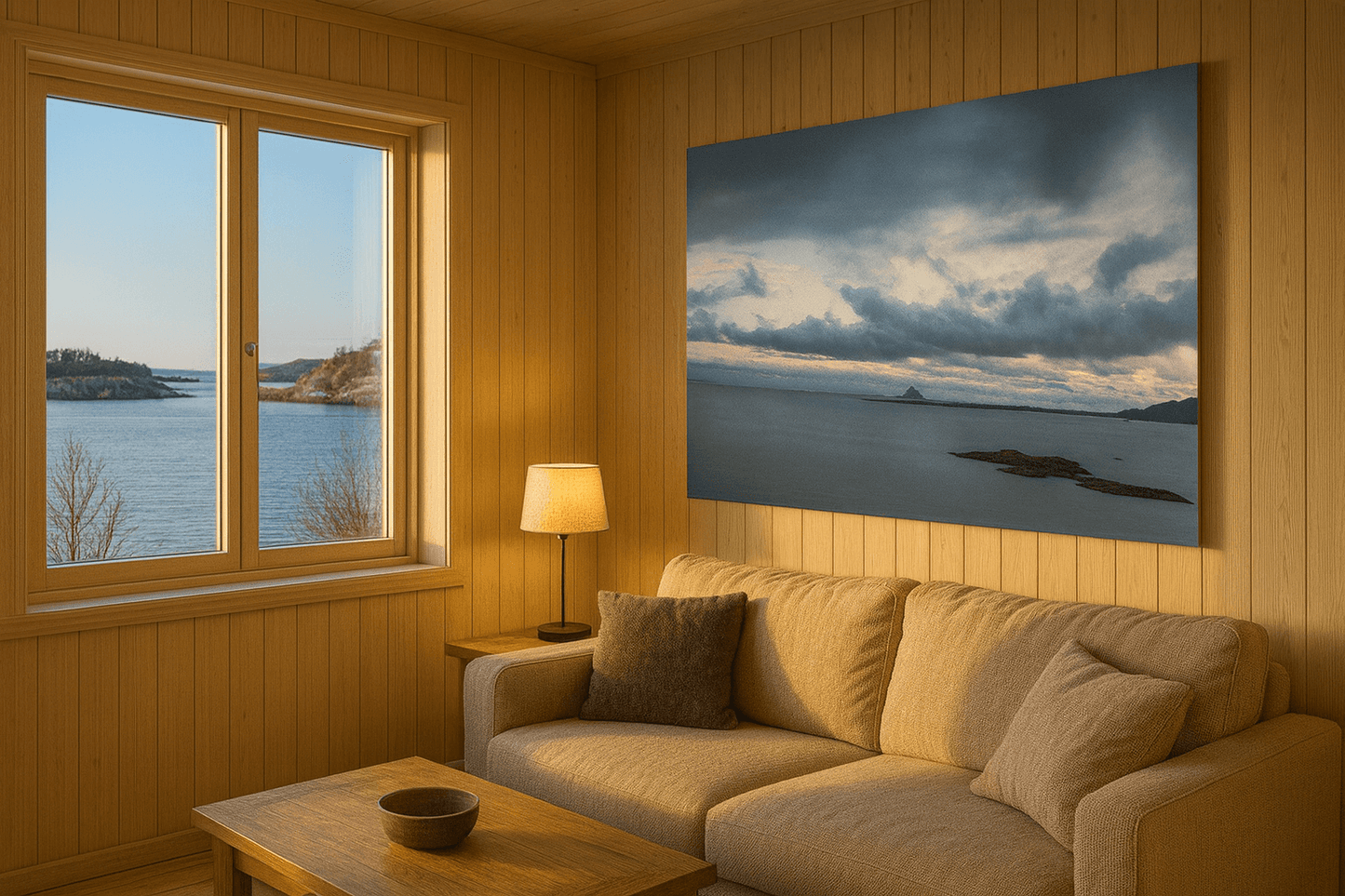 Nordnorsk kystlandskap – veggbilde med utsikt over hav og himmel