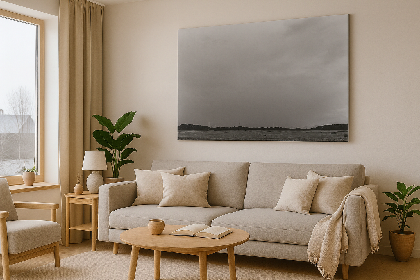 Minimalistisk horisont – Stille øyeblikk i sort-hvitt