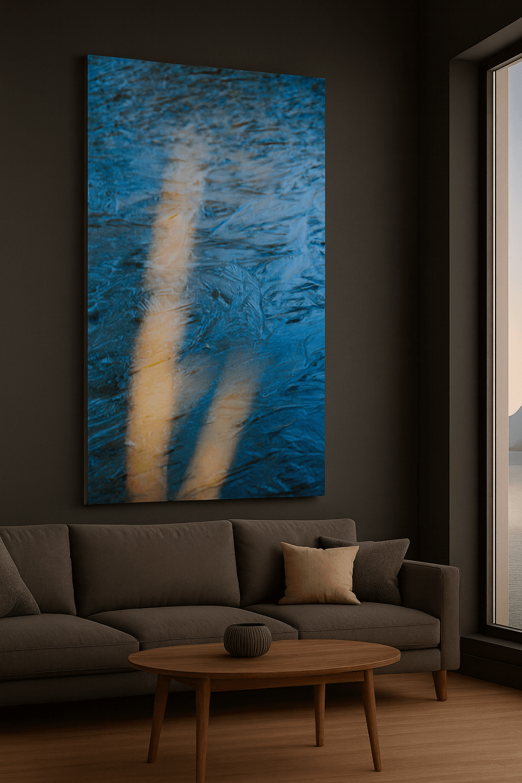 Abstrakt kunst og interiør – moderne uttrykk med natur og bøker