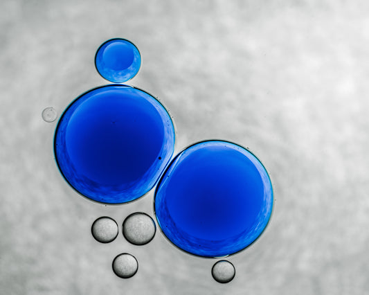Dramatic Modern art poster with blue bubbles
