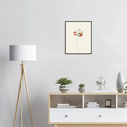 Fragmentert ro – minimalistisk abstrakt kunstplakat i moderne interiørdesign.