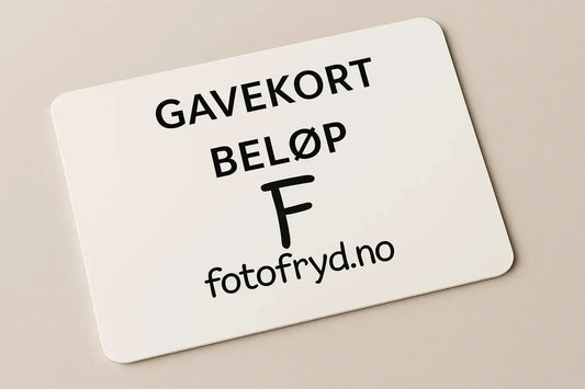 Fotofryd gavekort med påskrift for kunstgave, perfekt valg for kunstelskerne.