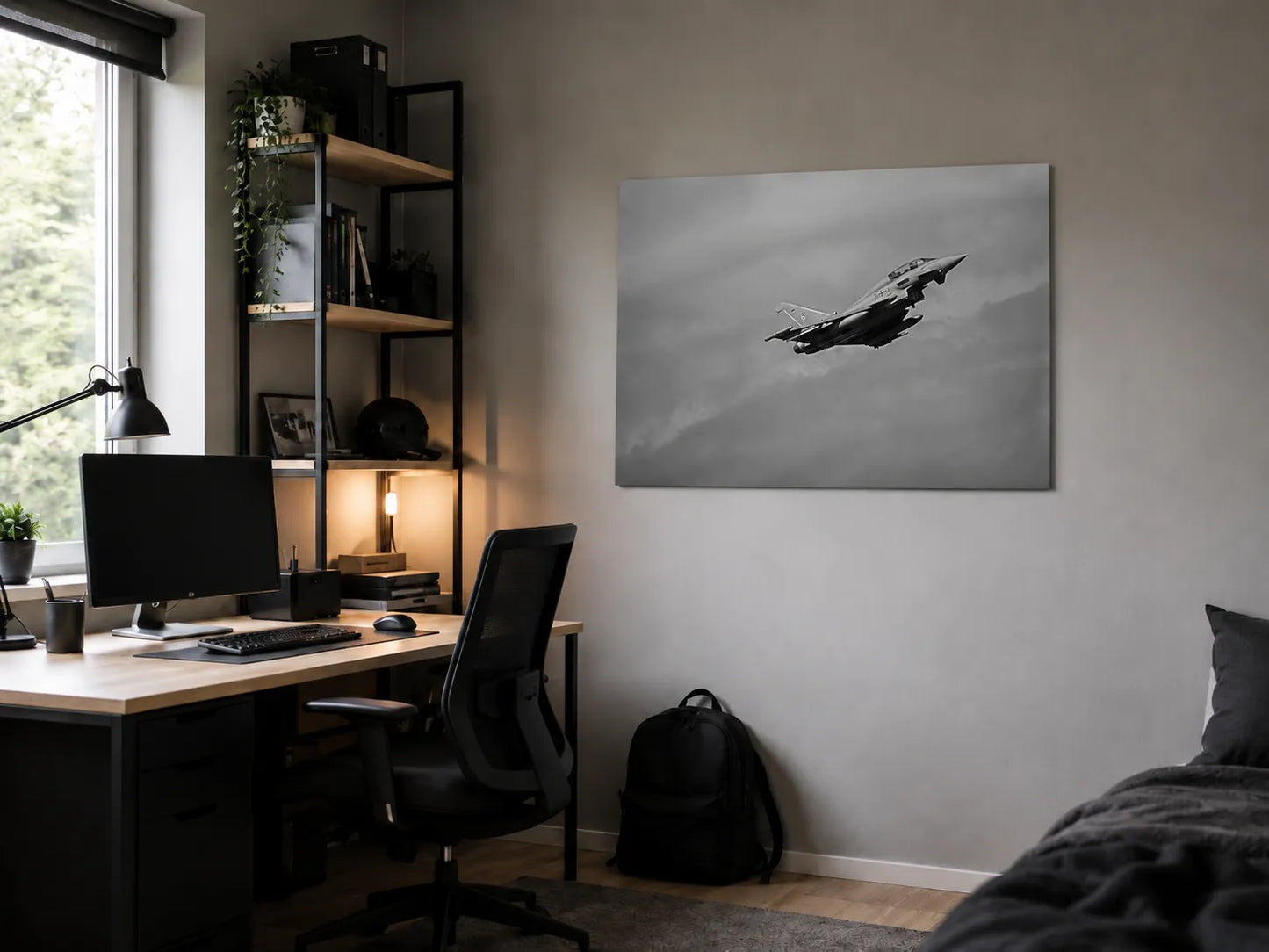 Jagerfly i sort-hvitt – kraftfull luftfartsfotokunst