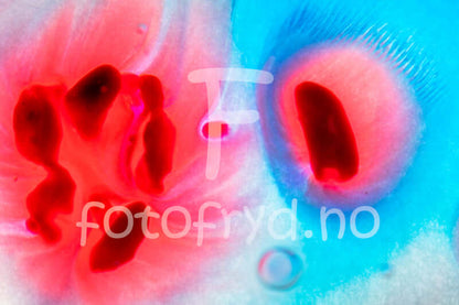 Minimalistisk abstrakt kunstplakat – Rød og blå flytende kontrast