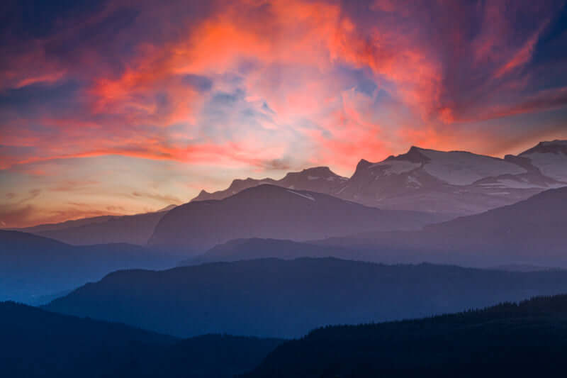 Fjellandskap i solnedgang – kunst på veggen