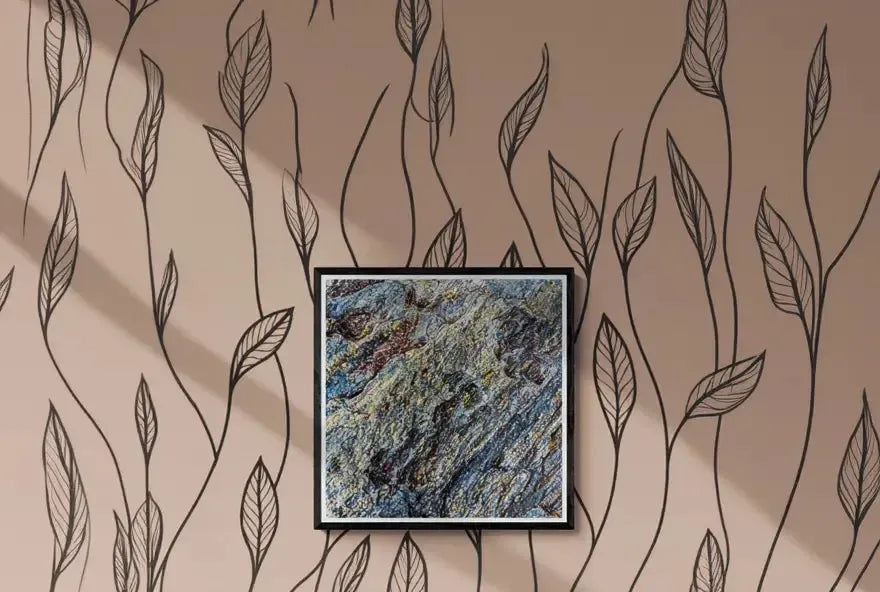 Naturens abstrakte kunst – Eksklusivt veggbilde i blått og gull