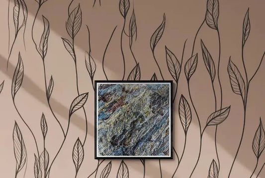 Naturens abstrakte kunst – Eksklusivt veggbilde i blått og gull