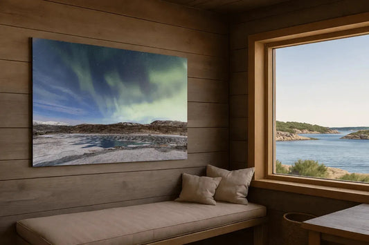 Nordlys over Umskaret – veggbilde fra Helgelandskysten