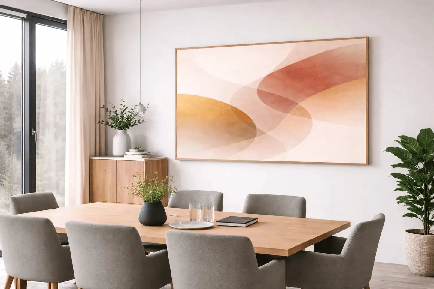 abstrakt akustikkplate i jordtoner