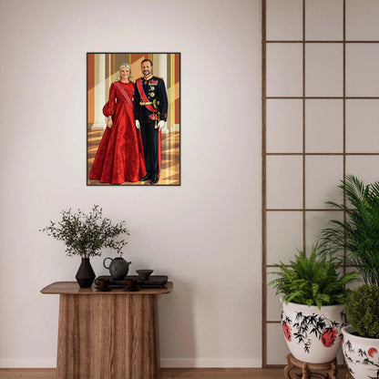 Kongelig veggkunst av Kongen og Dronningen i elegant stil med tydelig karakter.